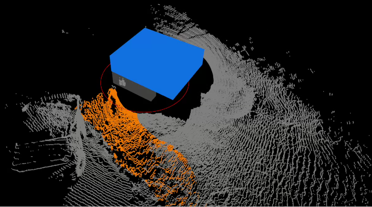 Excavator proximity warning interface with LiDAR detection zones